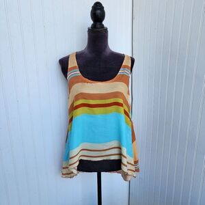 Testament Womens Striped Lightweight Tank Top Sleeveless Shirt Racerback Rayon S